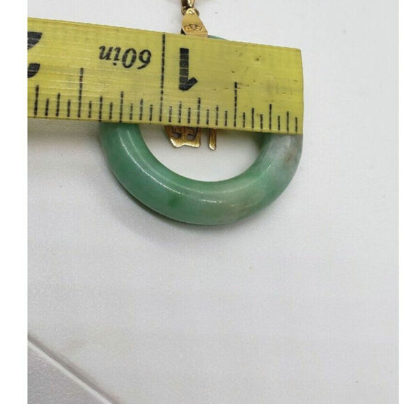 Jade Blessing Chinese Fu Symbol Pendant 14kt Gold Signed chain not included - Picture 4 of 5